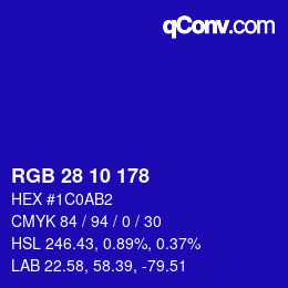 カラーコード: RGB 28 10 178 | qconv.com
