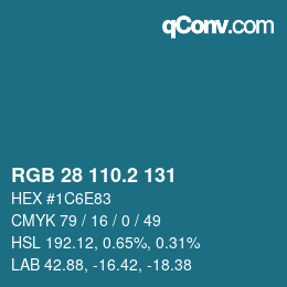 カラーコード: RGB 28 110.2 131 | qconv.com