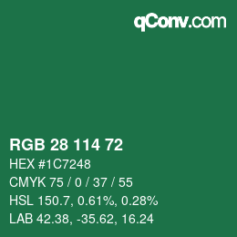 カラーコード: RGB 28 114 72 | qconv.com