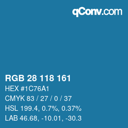 Color code: RGB 28 118 161 | qconv.com