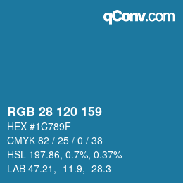 Color code: RGB 28 120 159 | qconv.com