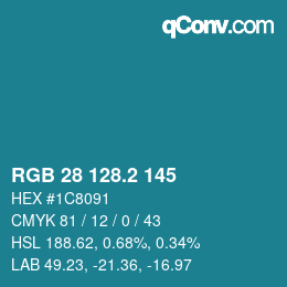 カラーコード: RGB 28 128.2 145 | qconv.com