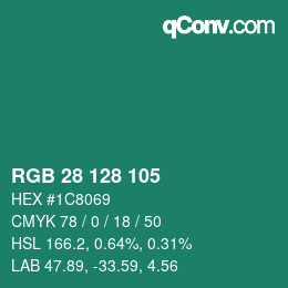 Color code: RGB 28 128 105 | qconv.com