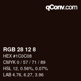 Color code: RGB 28 12 8 | qconv.com