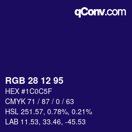 颜色代码: RGB 28 12 95 | qconv.com
