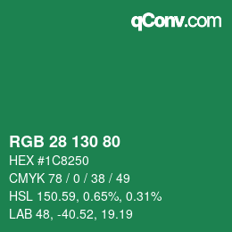 Color code: RGB 28 130 80 | qconv.com