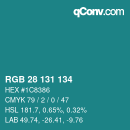 Color code: RGB 28 131 134 | qconv.com