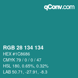 Color code: RGB 28 134 134 | qconv.com