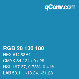 Color code: RGB 28 136 180 | qconv.com