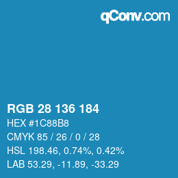 Color code: RGB 28 136 184 | qconv.com