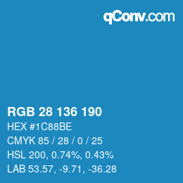 Color code: RGB 28 136 190 | qconv.com