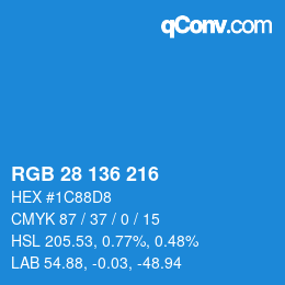 Color code: RGB 28 136 216 | qconv.com