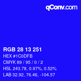 Color code: RGB 28 13 251 | qconv.com