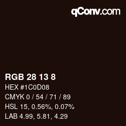 Color code: RGB 28 13 8 | qconv.com