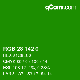 Color code: RGB 28 142 0 | qconv.com