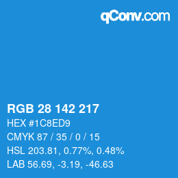Color code: RGB 28 142 217 | qconv.com