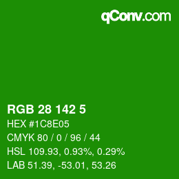 カラーコード: RGB 28 142 5 | qconv.com