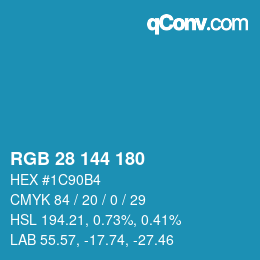 Color code: RGB 28 144 180 | qconv.com