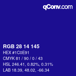 Color code: RGB 28 14 145 | qconv.com