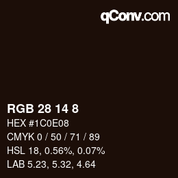 カラーコード: RGB 28 14 8 | qconv.com