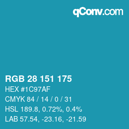 Color code: RGB 28 151 175 | qconv.com