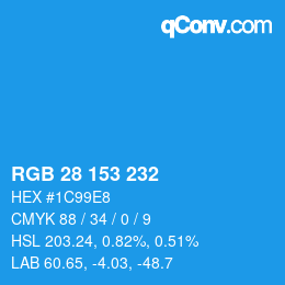 Color code: RGB 28 153 232 | qconv.com