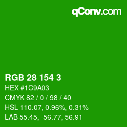 Color code: RGB 28 154 3 | qconv.com