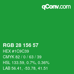 Color code: RGB 28 156 57 | qconv.com