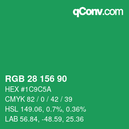 Color code: RGB 28 156 90 | qconv.com