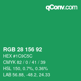 Color code: RGB 28 156 92 | qconv.com
