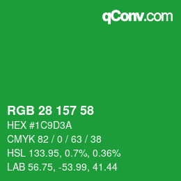 Color code: RGB 28 157 58 | qconv.com