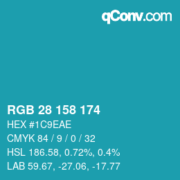 Color code: RGB 28 158 174 | qconv.com