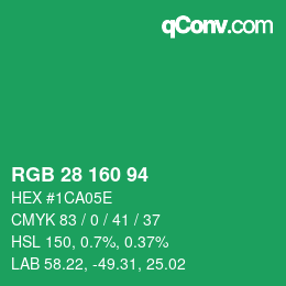 Color code: RGB 28 160 94 | qconv.com
