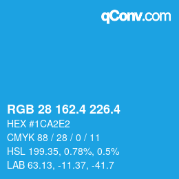 カラーコード: RGB 28 162.4 226.4 | qconv.com