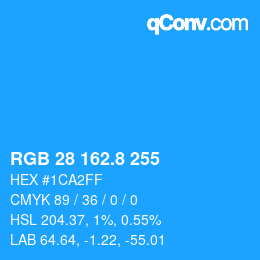 カラーコード: RGB 28 162.8 255 | qconv.com