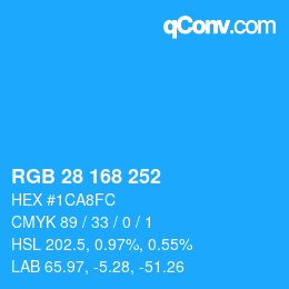 Color code: RGB 28 168 252 | qconv.com