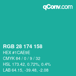 Color code: RGB 28 174 158 | qconv.com