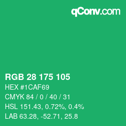 カラーコード: RGB 28 175 105 | qconv.com