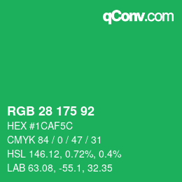 カラーコード: RGB 28 175 92 | qconv.com