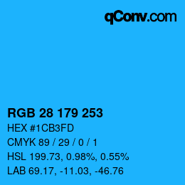 Color code: RGB 28 179 253 | qconv.com