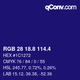カラーコード: RGB 28 18.8 114.4 | qconv.com
