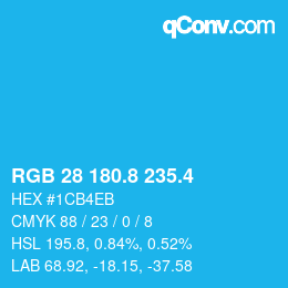 カラーコード: RGB 28 180.8 235.4 | qconv.com