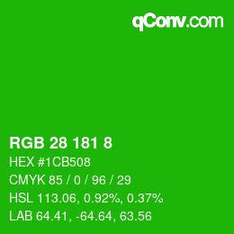颜色代码: RGB 28 181 8 | qconv.com