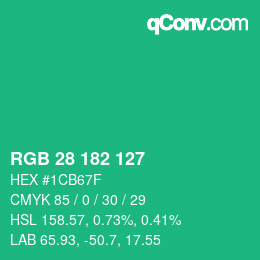 Color code: RGB 28 182 127 | qconv.com