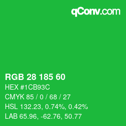 カラーコード: RGB 28 185 60 | qconv.com