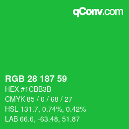 Farbcode: RGB 28 187 59 | qconv.com