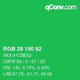 Color code: RGB 28 190 82 | qconv.com