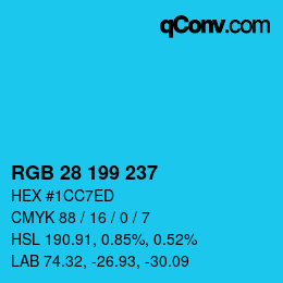 Color code: RGB 28 199 237 | qconv.com