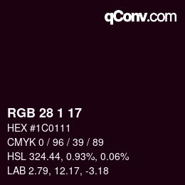 Color code: RGB 28 1 17 | qconv.com