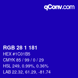 Color code: RGB 28 1 181 | qconv.com